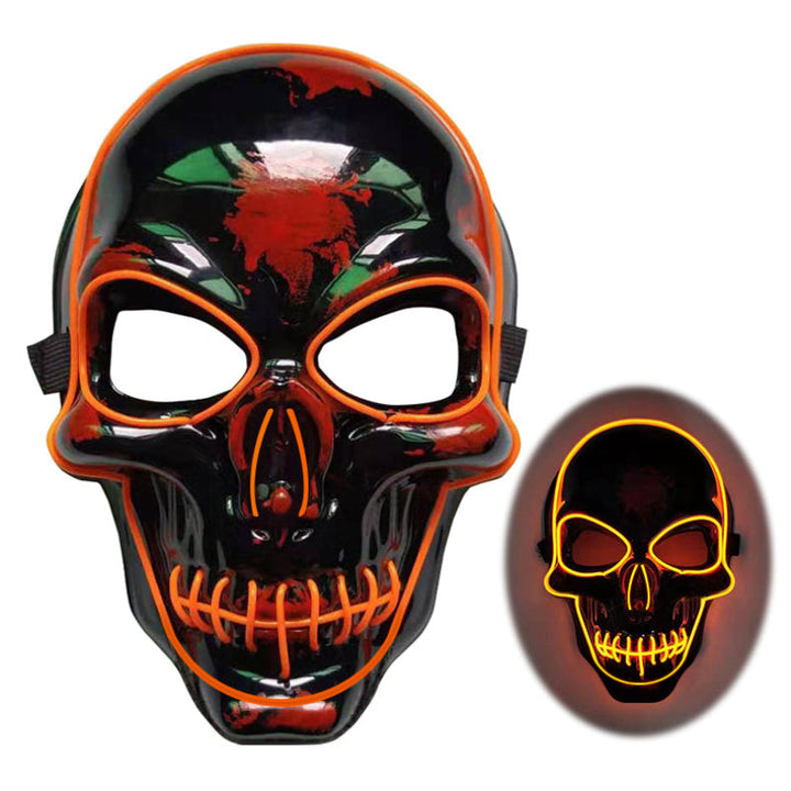 Máscara de calavera LED multicolor para Halloween - efecto neón luminoso y aterrador