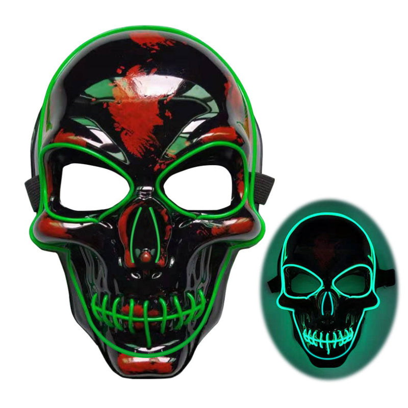 Máscara de calavera LED multicolor para Halloween - efecto neón luminoso y aterrador