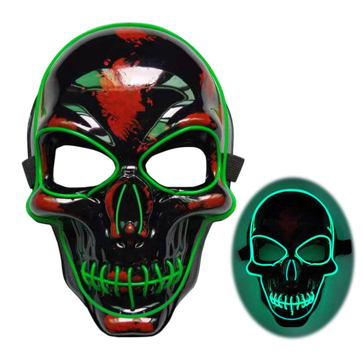 Máscara de calavera LED multicolor para Halloween - efecto neón luminoso y aterrador