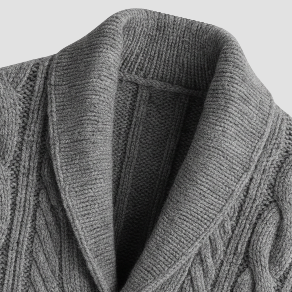 Kötött kardigán férfiaknak vastag anyagból, sálgallérral