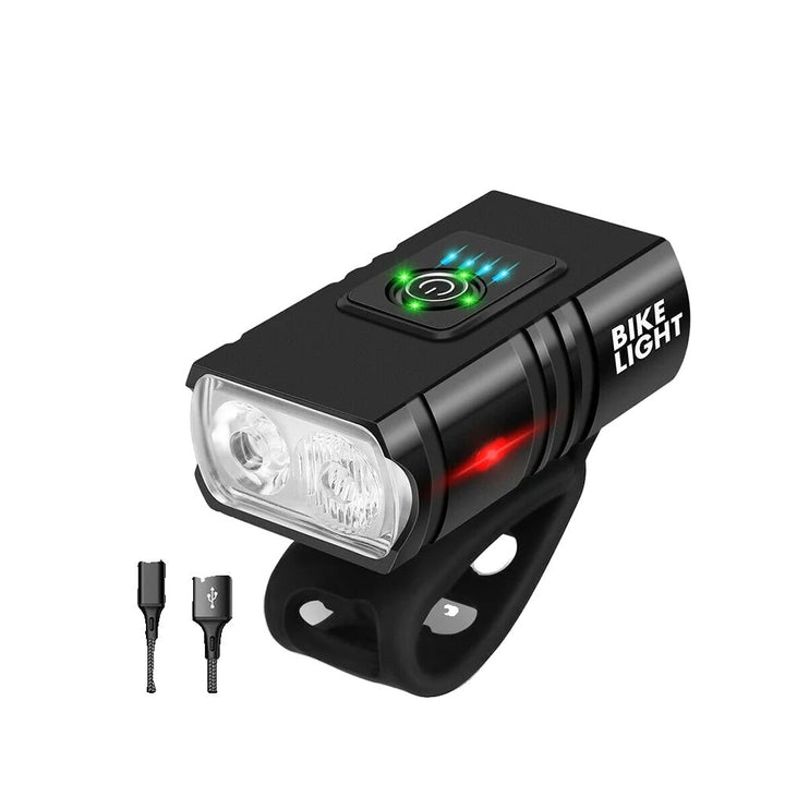 USB ladattava pyörävalosarja | 1500 lumenin LED etu- ja takavalo 6 yötasolla