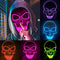 Máscara de calavera LED multicolor para Halloween - efecto neón luminoso y aterrador