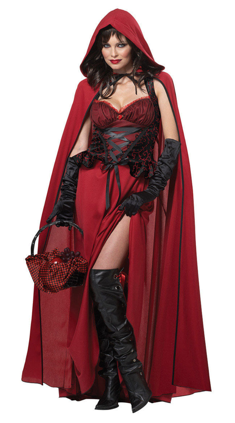 Costume de Halloween RubiChic pentru femei - Costum elegant de Scufița Roșie cu pelerină
