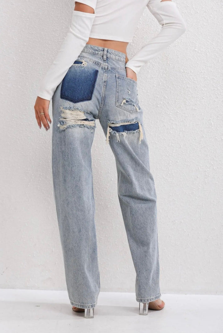 Becky Straight Leg Jeans | Høj talje med riflede detaljer