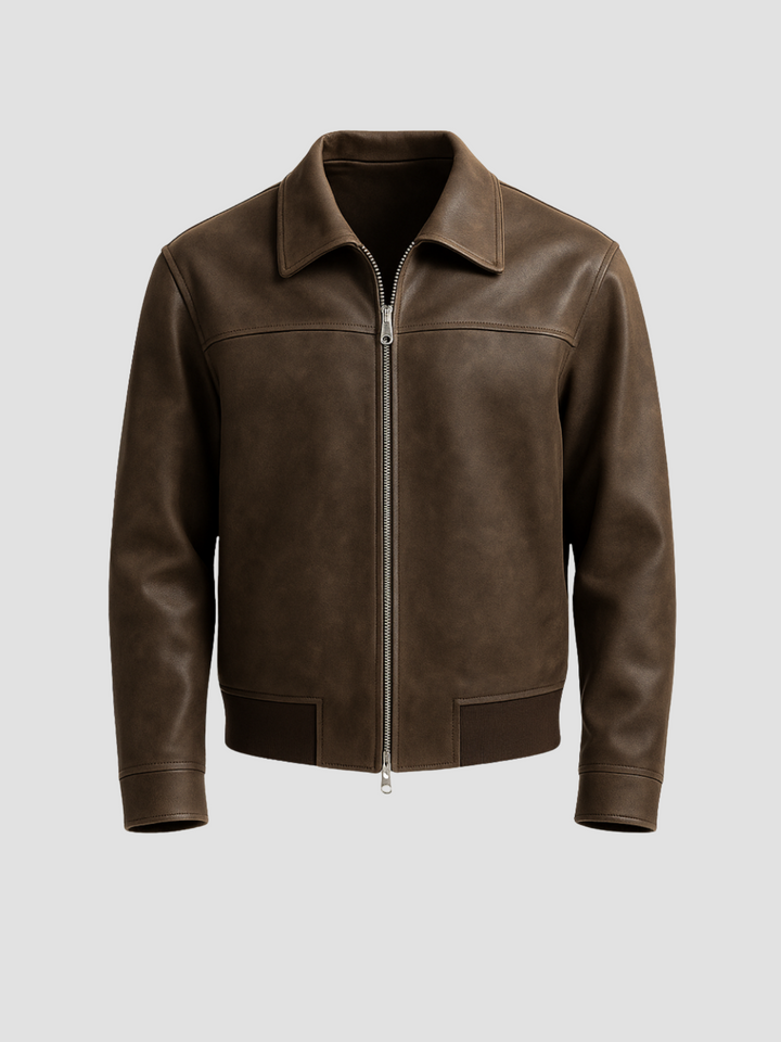 Męska kurtka skórzana klasyczna | nowoczesny smukły krój jesień