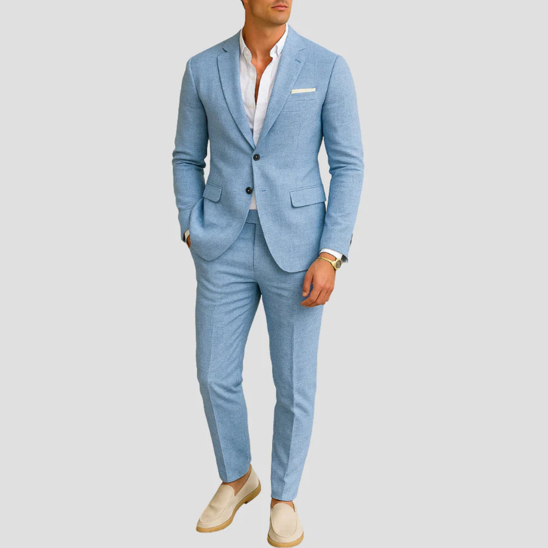 Melchior Kevyt rakenteinen pellavapuku | Kesä rento eleganssi