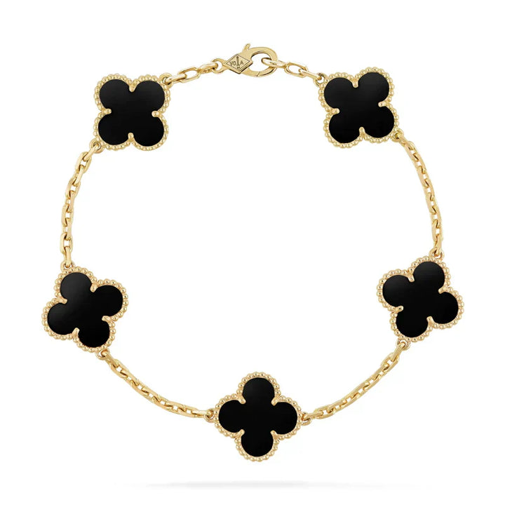 Corbi Celeste Clover Black | Conjunto de joias banhado a ouro 18K em aço inoxidável