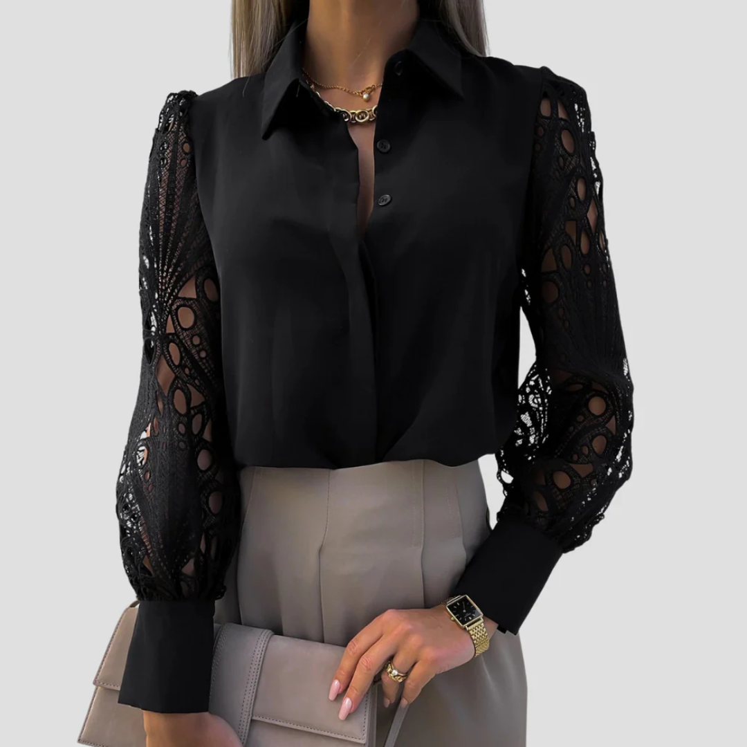 Nadège kirjailtu pusero | Taiteellinen eleganssi ja jäsennelty siluetti