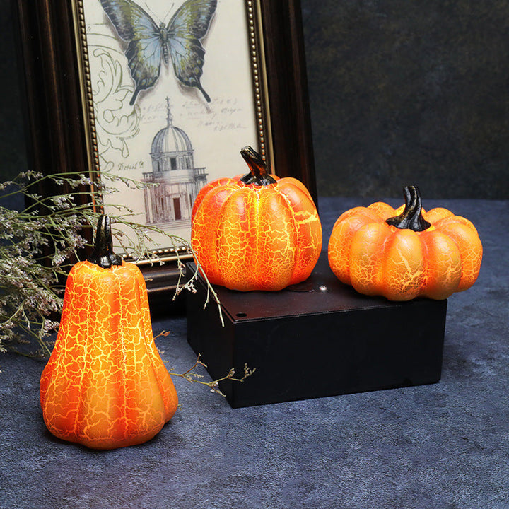 LED-calabaza de Halloween - decoración luminosa espeluznante hecha de resina duradera