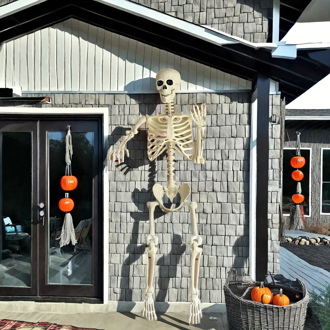 Esqueleto gigante de 1,8 m - decoración realista de Halloween para jardines y casas encantadas