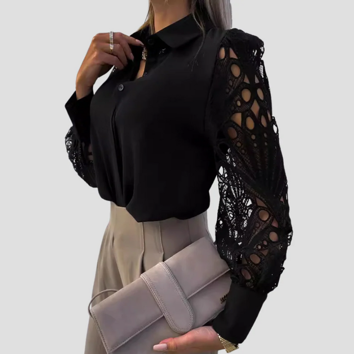 Nadège kirjailtu pusero | Taiteellinen eleganssi ja jäsennelty siluetti