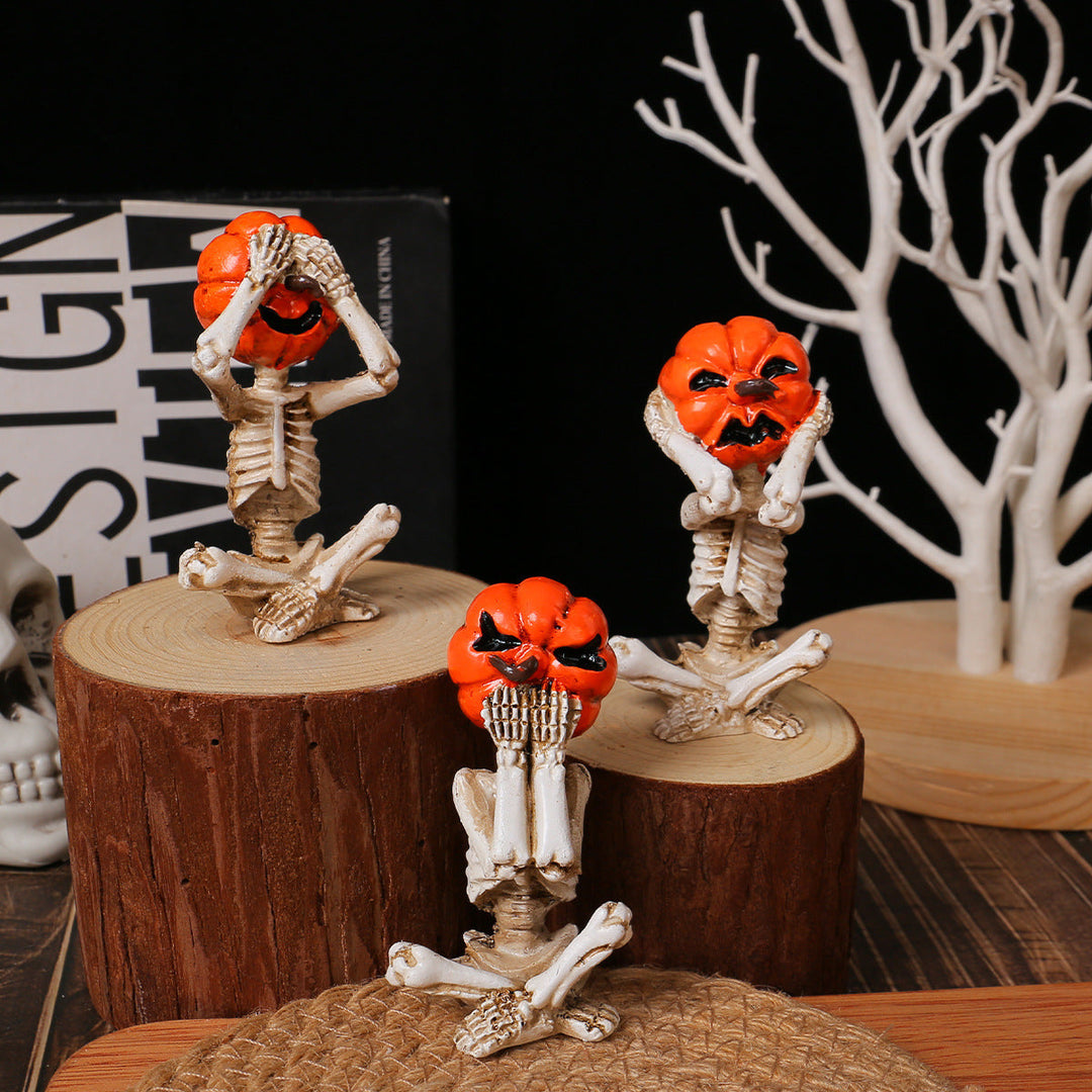 Decorațiune de Halloween - Set cu 3 schelete de dovleac