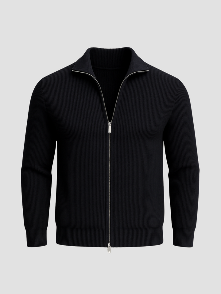 Kamizelka męska z dzianiny z zamkiem błyskawicznym | Wszechstronna elegancja kontrastujący kołnierz komfort