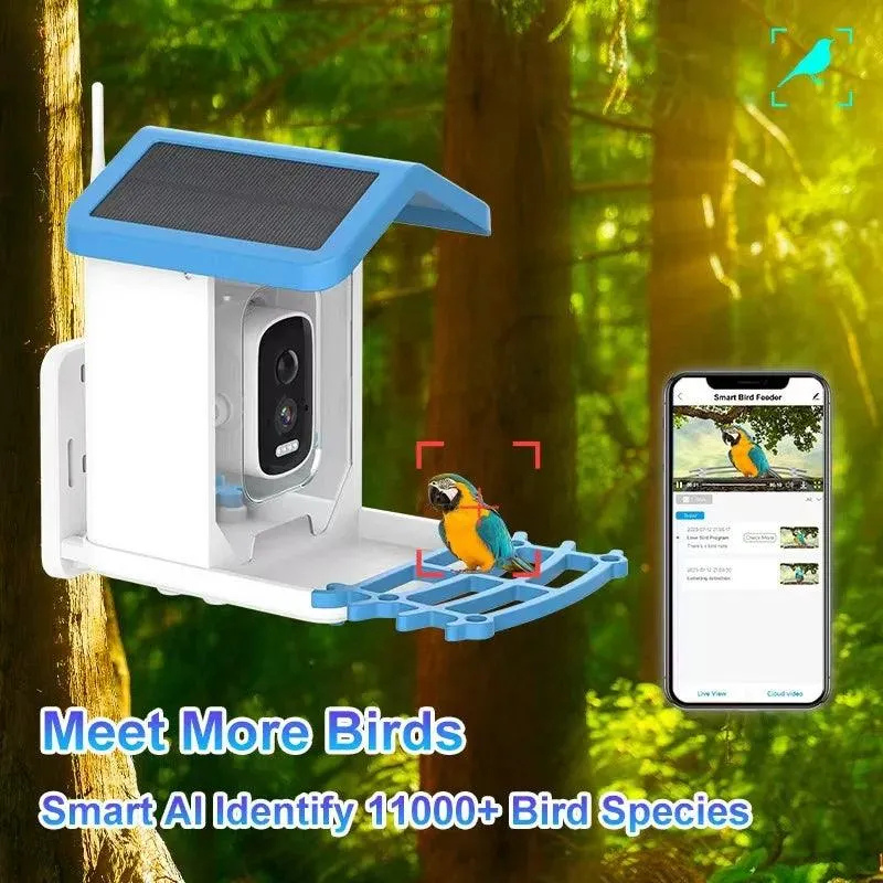 BirdieYou alimentador automático inteligente para pássaros | Câmera Full HD 5MP com visão noturna e painel solar