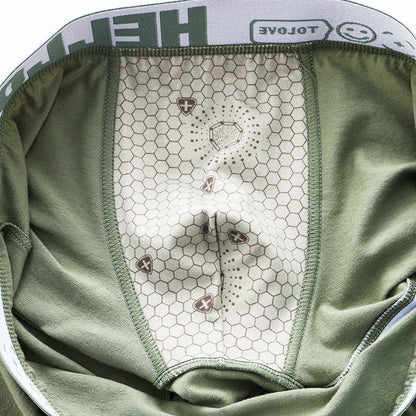 Grønne herreunderbukser med komfortabelt design, elastisk linning og åndbart stof. Indvendigt mønster med sekskantet netstruktur for optimal ventilation.