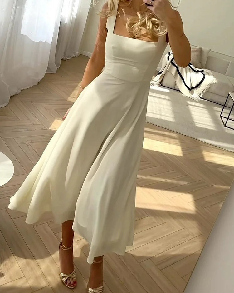 Robe midi en mousseline pour femmes avec couches légères et coupe élégante