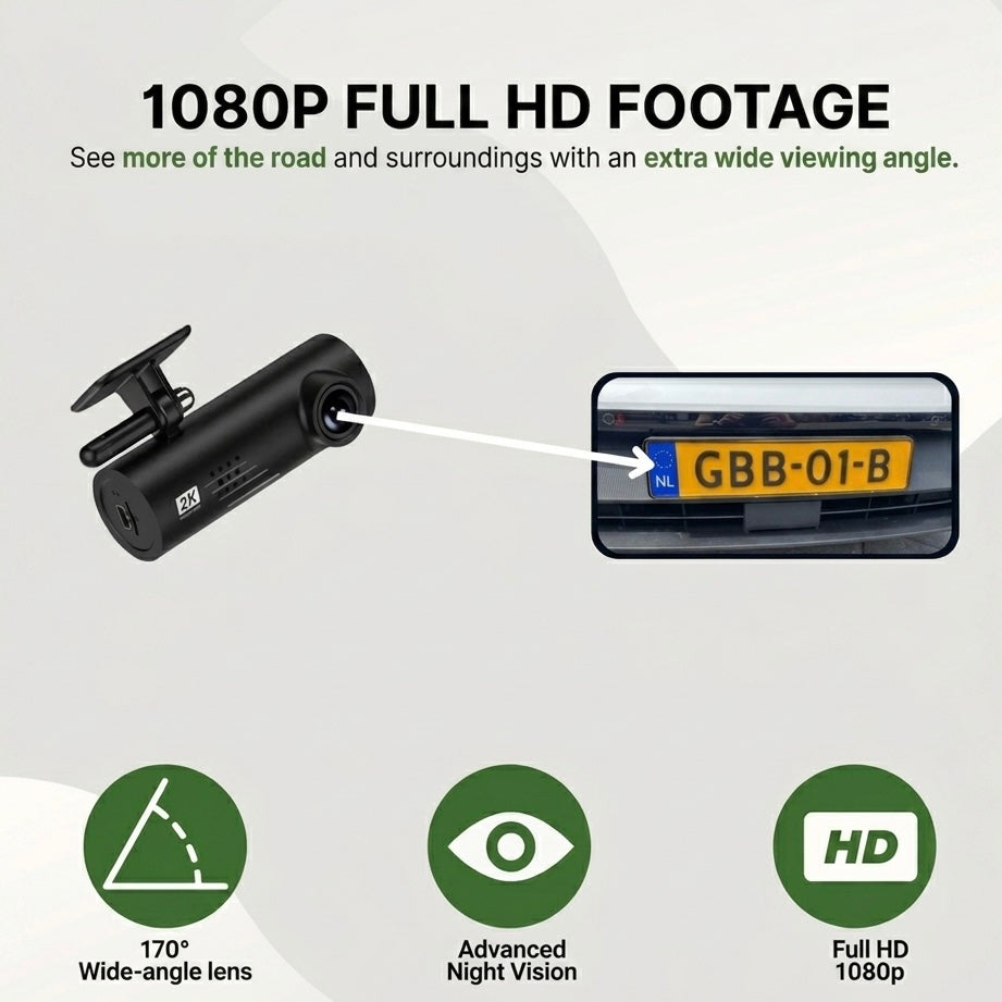 1080P Dashcam | 170° Wide Angle | Sony Starvis Night Vision | G-Sensor | Voice Alerts | Loop Recording
