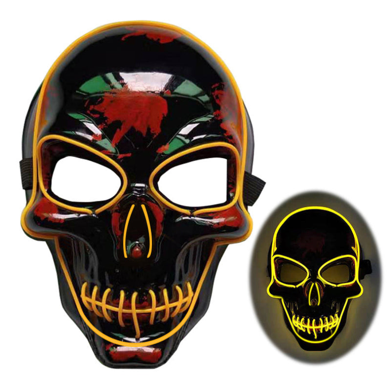 Máscara de calavera LED multicolor para Halloween - efecto neón luminoso y aterrador