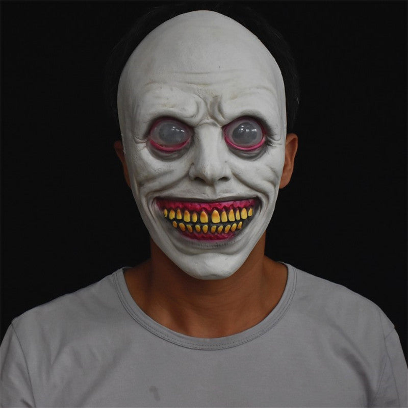 Máscara de demonio de Halloween - látex orgánico con aterradores ojos blancos