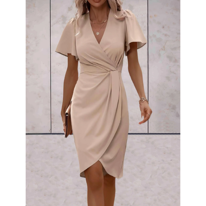 Evelina Wrap Dress til kvinder | Elegant V-hals-kjole med flydende ærmer og behagelig pasform