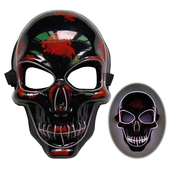 Máscara de calavera LED multicolor para Halloween - efecto neón luminoso y aterrador