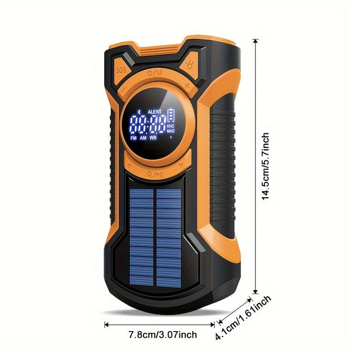 Radio de emergencia multifuncional - AM/FM/NOAA, lámpara, SOS, carga solar y USB