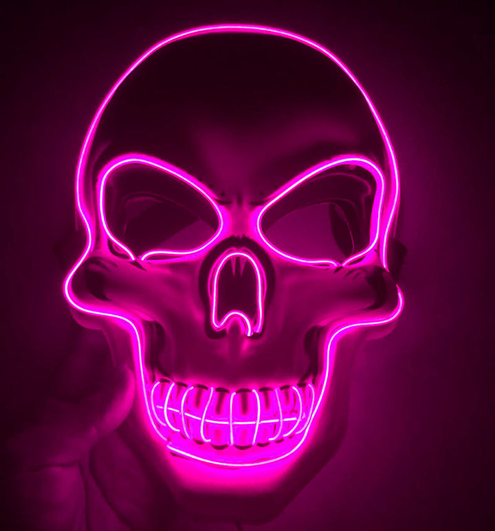 Máscara de calavera LED multicolor para Halloween - efecto neón luminoso y aterrador