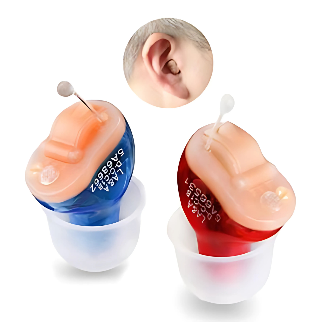 Invisible hearing aids with button batteries and crystal sound