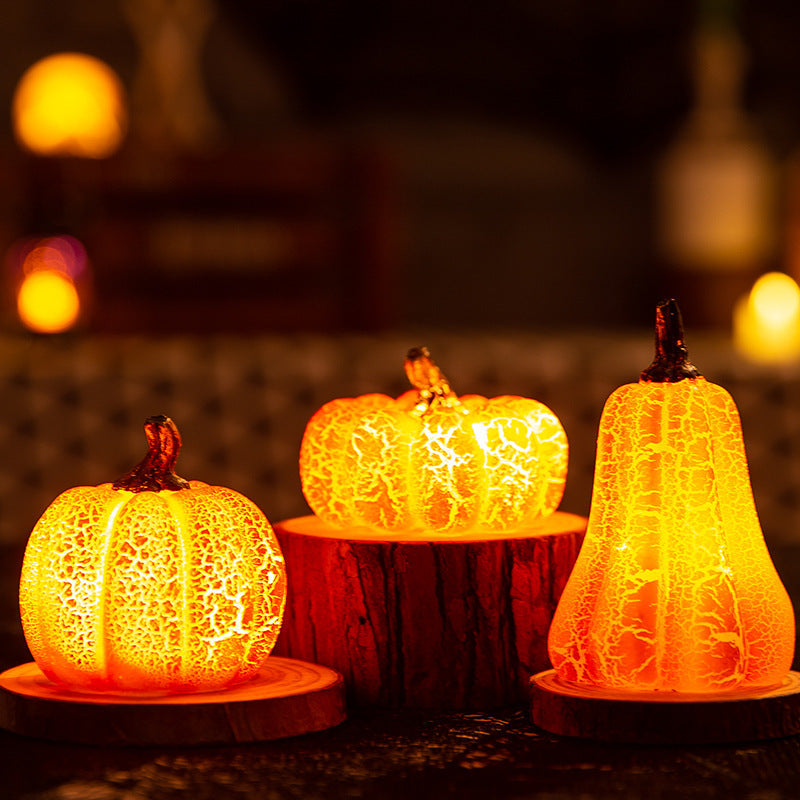 LED-calabaza de Halloween - decoración luminosa espeluznante hecha de resina duradera