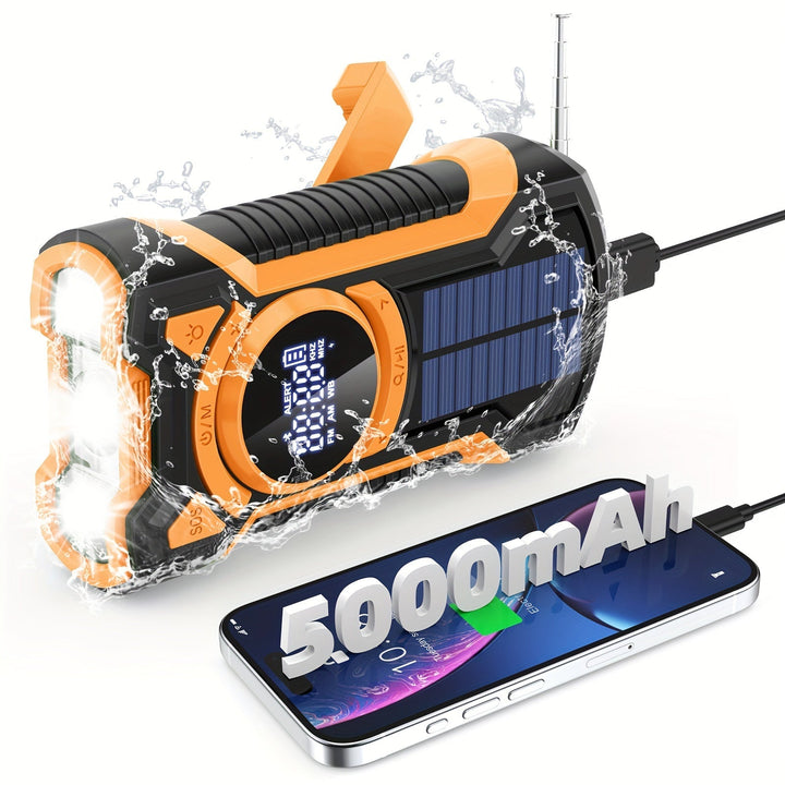 Radio de emergencia multifuncional - AM/FM/NOAA, lámpara, SOS, carga solar y USB