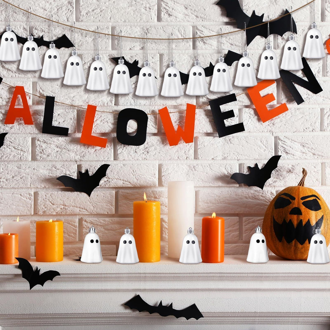 Adorno de madera con forma de fantasma para Halloween - juego de adornos para fiestas de Halloween espeluznantes y para el hogar