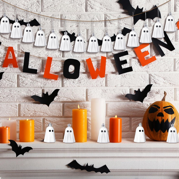 Adorno de madera con forma de fantasma para Halloween - juego de adornos para fiestas de Halloween espeluznantes y para el hogar