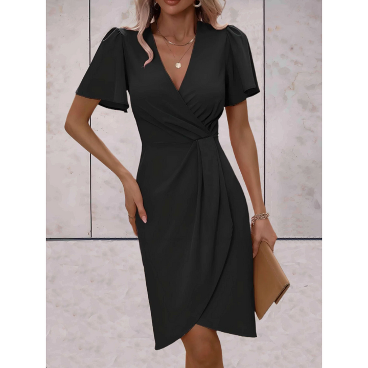 Evelina Wrap Dress til kvinder | Elegant V-hals-kjole med flydende ærmer og behagelig pasform