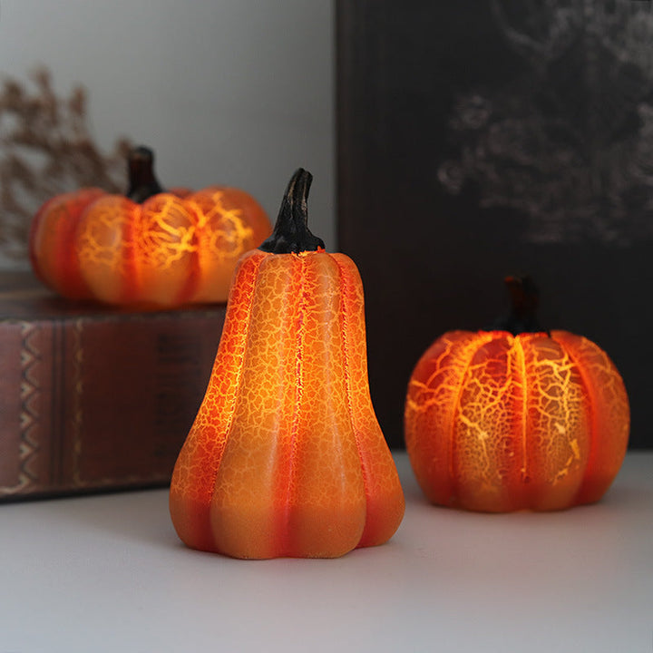 LED-calabaza de Halloween - decoración luminosa espeluznante hecha de resina duradera