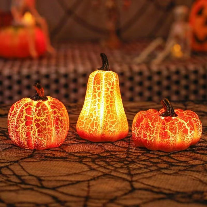 LED-calabaza de Halloween - decoración luminosa espeluznante hecha de resina duradera