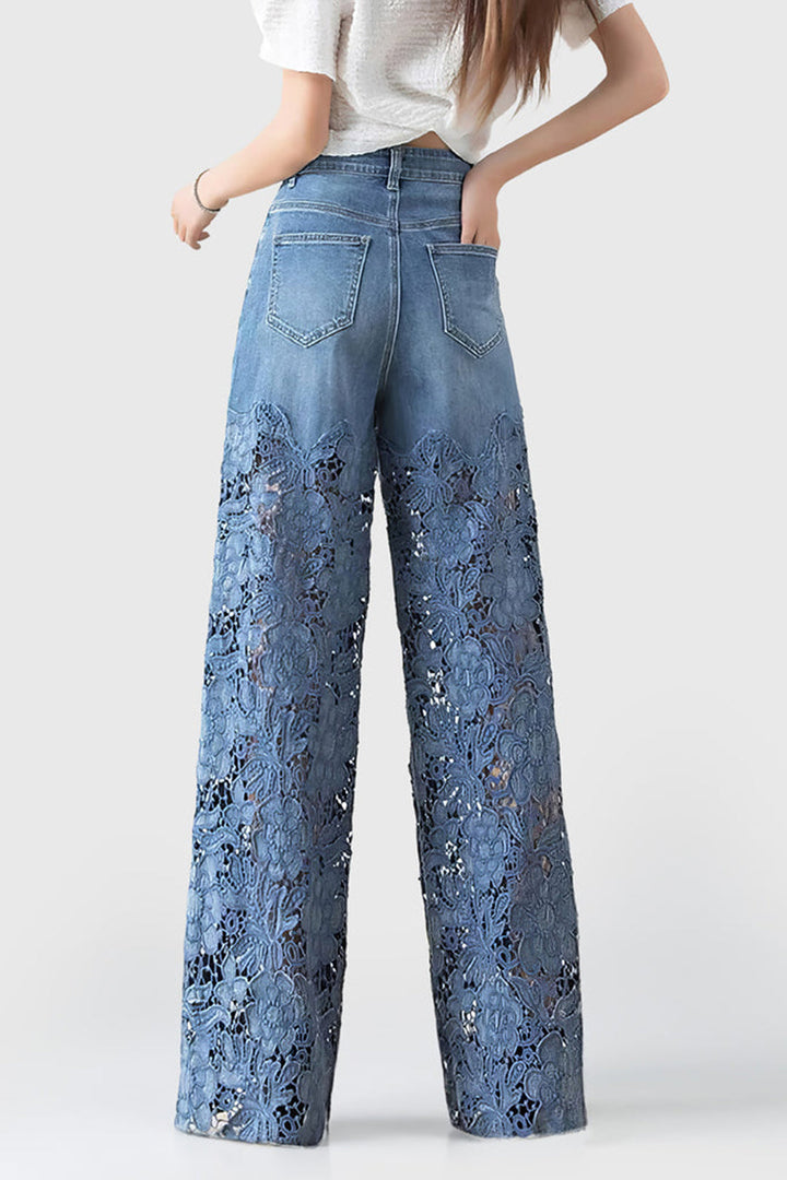 Valeria skinny farkut naisille | vartalonmyötäinen denim korkealla vyötäröllä, pitsikoristeilla ja joustavuudella