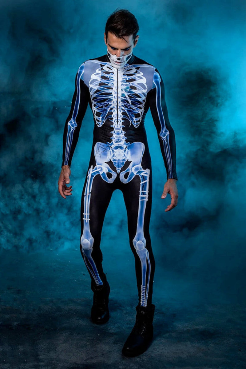 Costum schelet de Halloween - costum fosforescent pentru adulți
