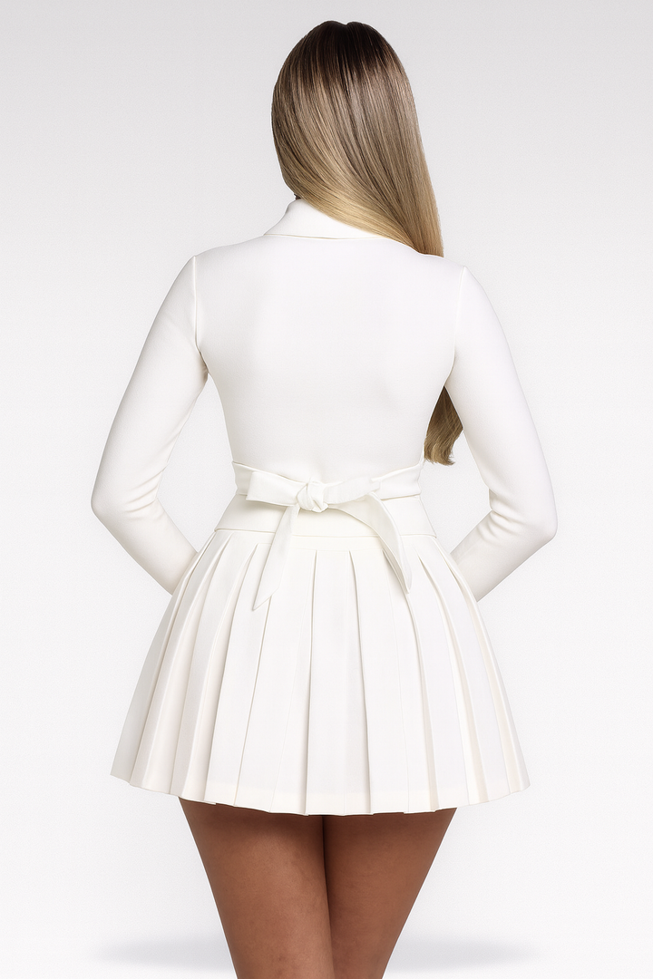 White pleated skirt
