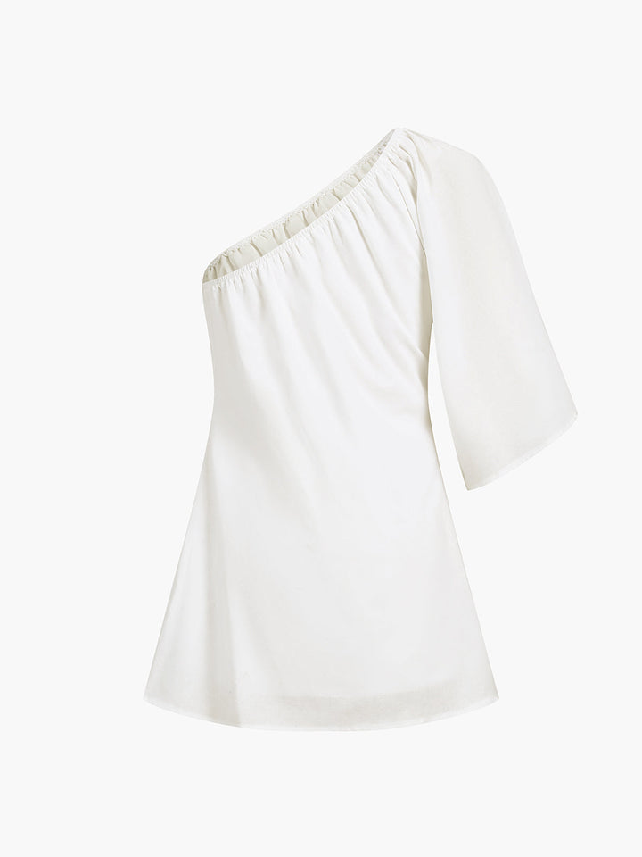 Nola NOLA Yhden olkapään kesämekko naisille | Kevyt & elegantti puuvilla-pellavasekoitus