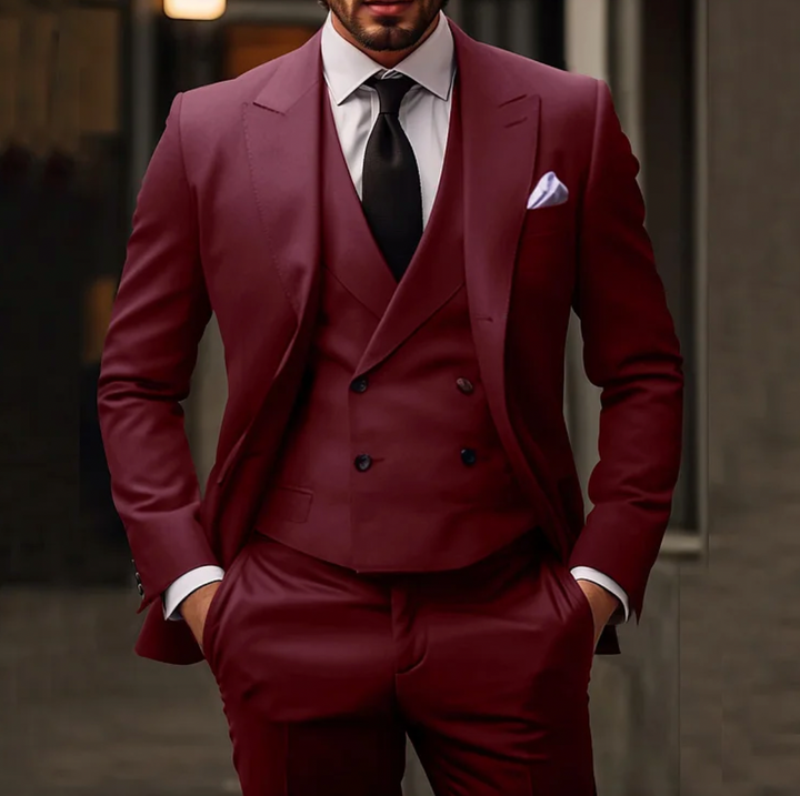 Winston's FInest | 3-delt Slim-Fit jakkesæt til mænd Blazer Gilet Bukser