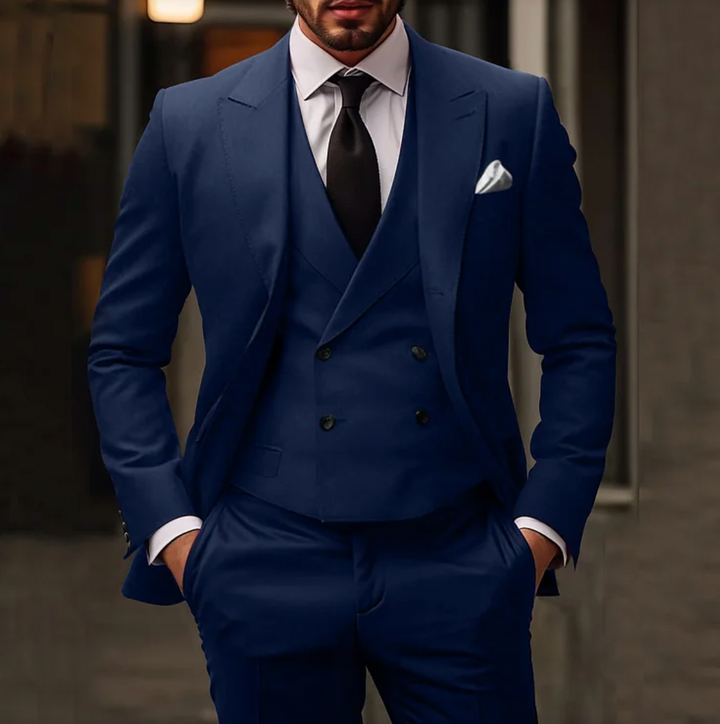 Winston's FInest | 3-delt Slim-Fit jakkesæt til mænd Blazer Gilet Bukser
