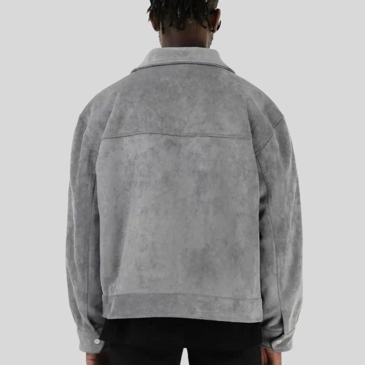 Kurtka skórzana męska | Zamszowy zamek błyskawiczny Elegancka na jesień