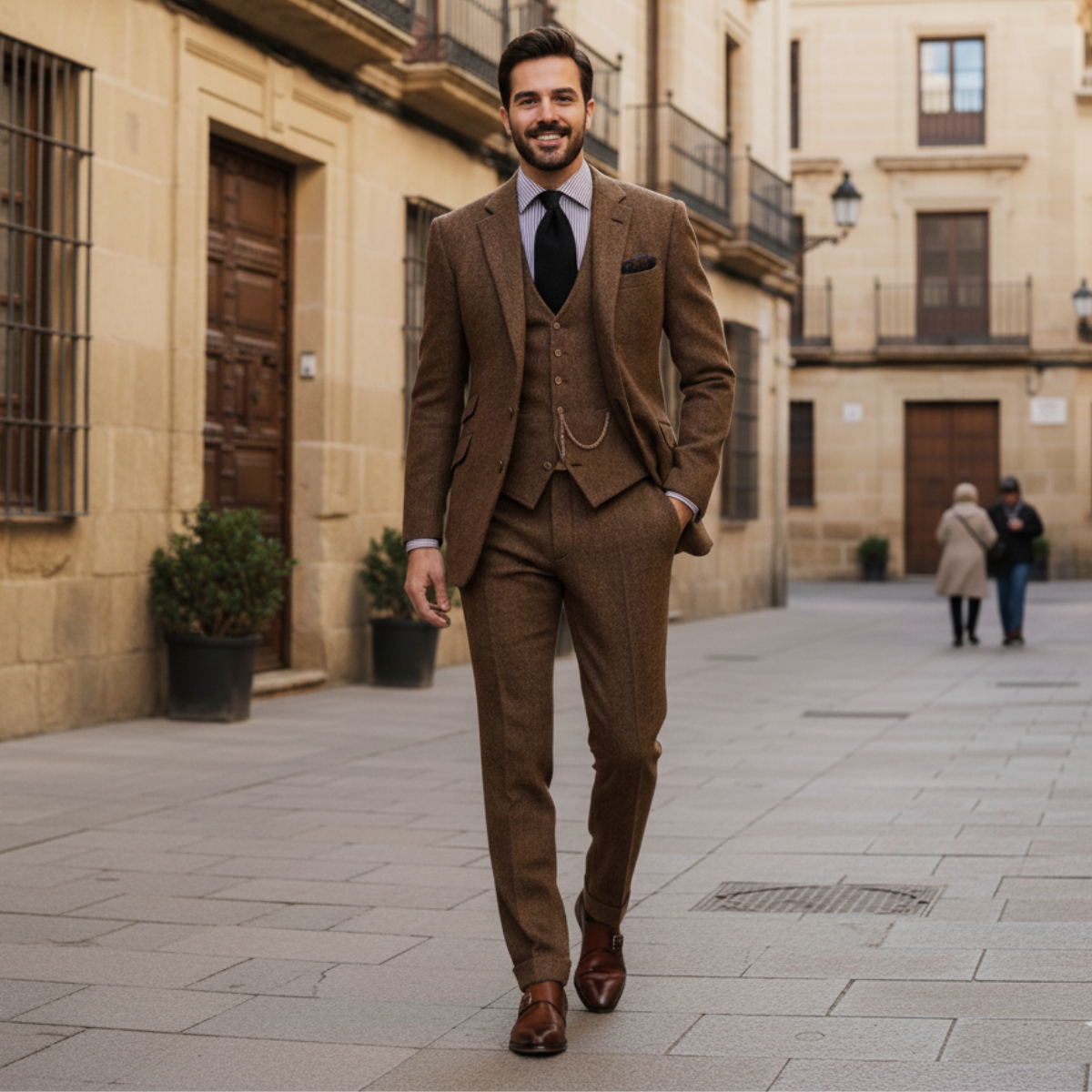 Vêtement en laine pour homme à coupe classique avec finition raffinée