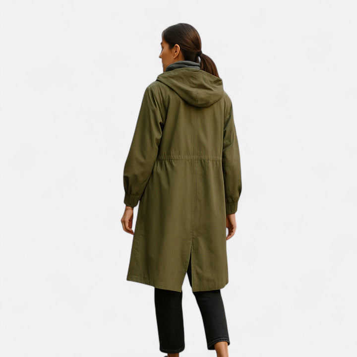 Dame Trenchcoat | Vandtæt Tidløs Jakke med Hætte Elegant