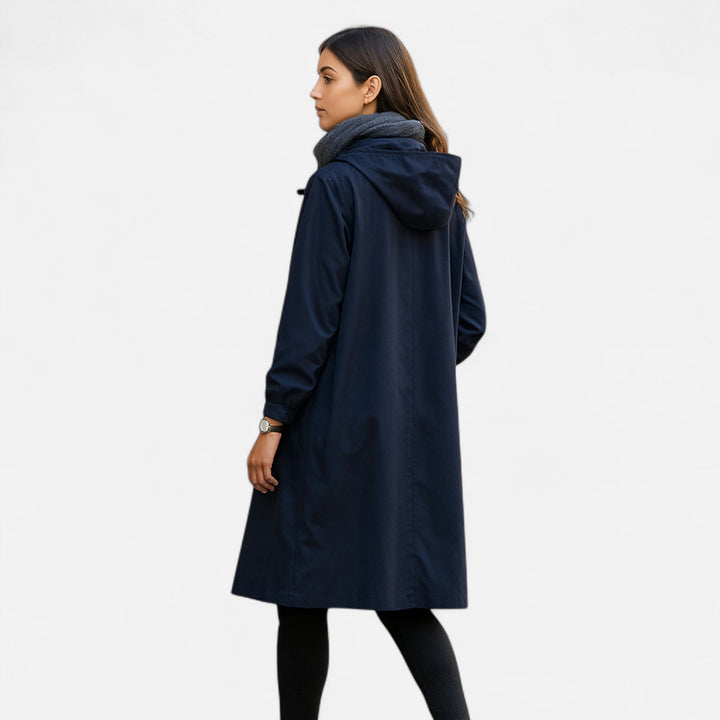 Dame Trenchcoat | Vandtæt Tidløs Jakke med Hætte Elegant