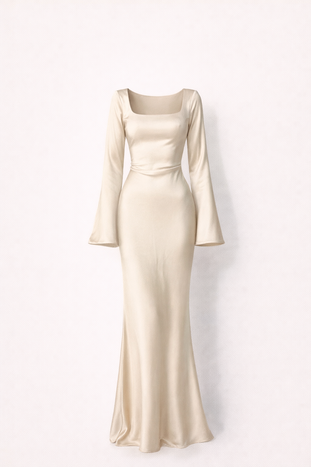 Robe longue en satin pour femmes avec manches évasées et coupe élégante