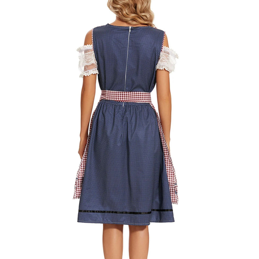 Rochie Dirndl pentru femei AlpenFlair | Rochie tradițională Oktoberfest cu tartan și șorț