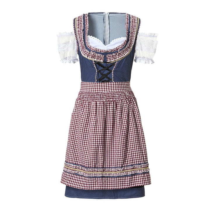 Rochie Dirndl pentru femei AlpenFlair | Rochie tradițională Oktoberfest cu tartan și șorț