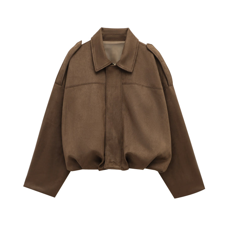 Dame Ruskind Bomberjakke | Brun/Grøn Læderjakke Casual Elegant Stil