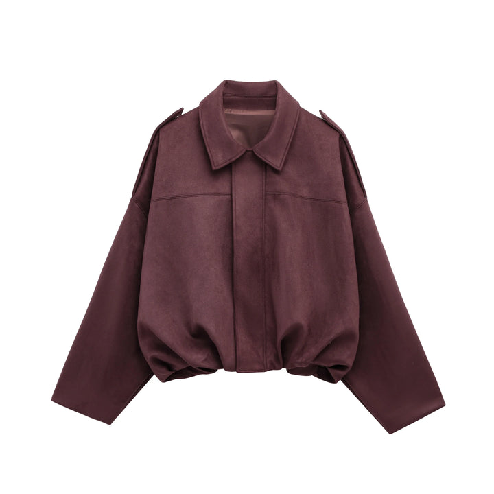 Dame Ruskind Bomberjakke | Brun/Grøn Læderjakke Casual Elegant Stil